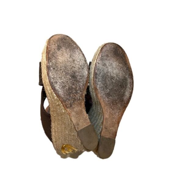Tory Burch Chocolate Brown ‘Bailey’ Platform Wedge Espadrille Mule Size 8.5M - Picture 5 of 9